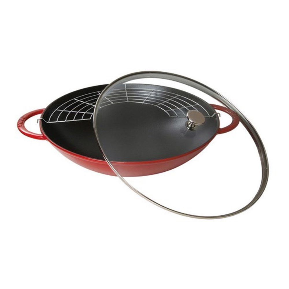 Pánev Wok STAUB s poklicí 37cm červená Staub