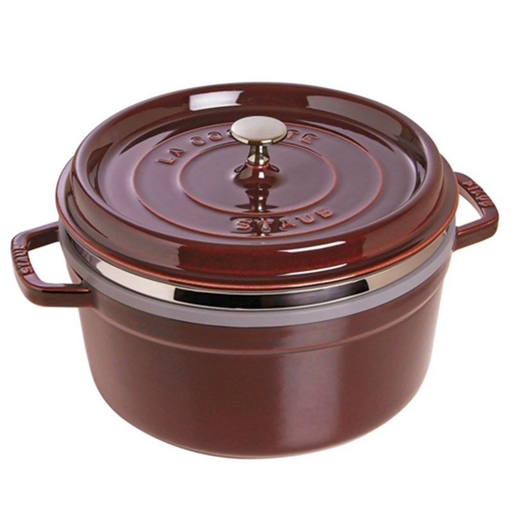 Hrnec STAUB kulatý 26 cm vínový s pařákem Staub