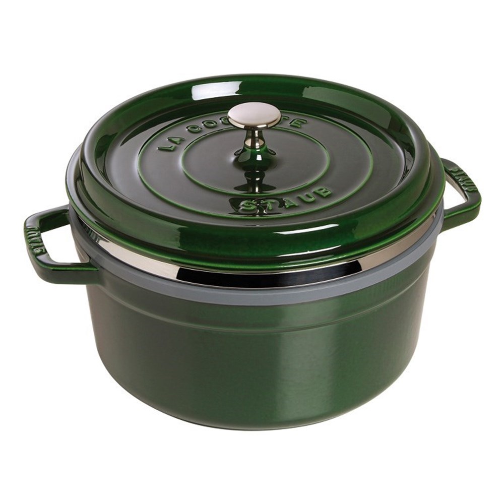 Hrnec STAUB kulatý 26 cm zelený s pařákem Staub