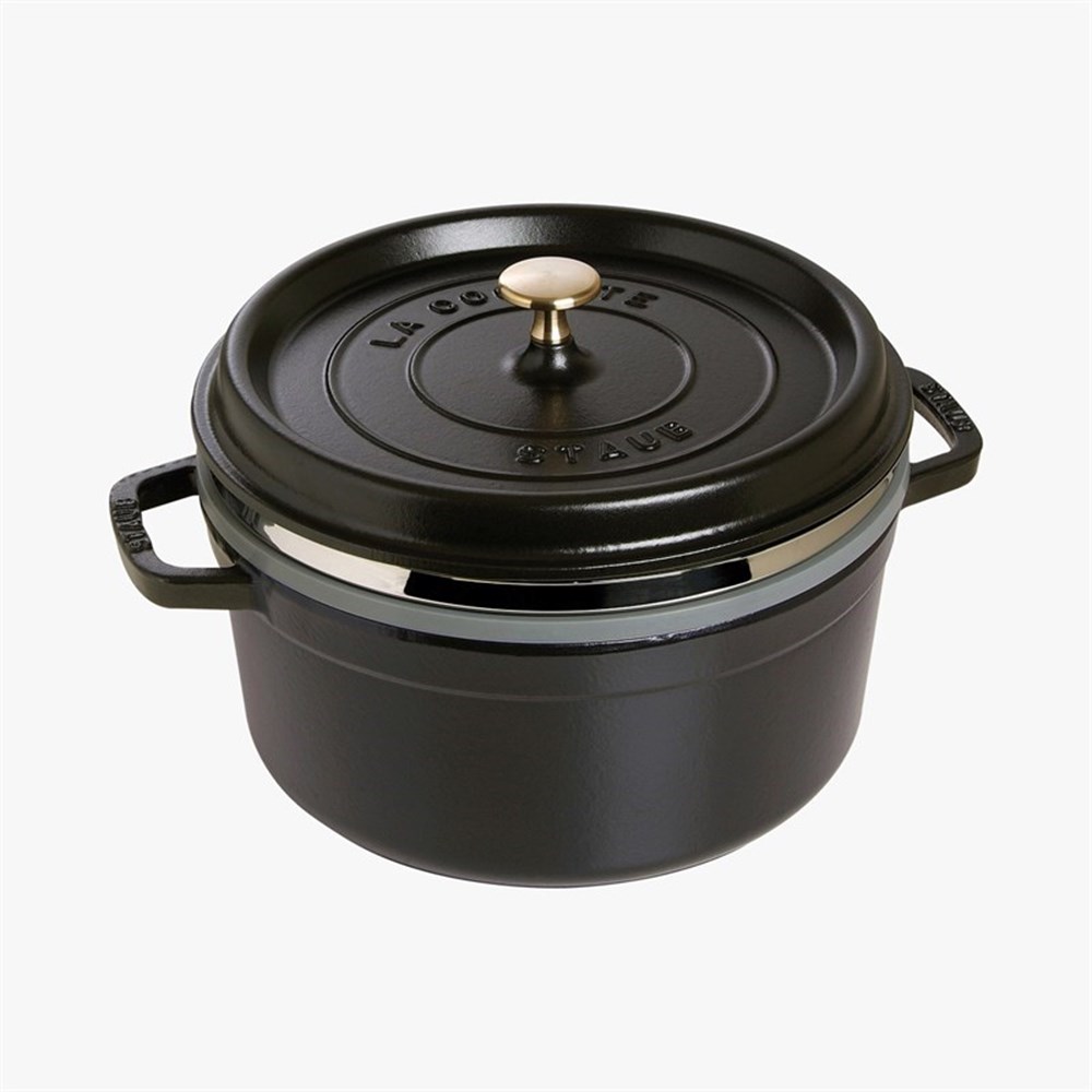 Hrnec STAUB kulatý 26 cm černý s pařákem Staub