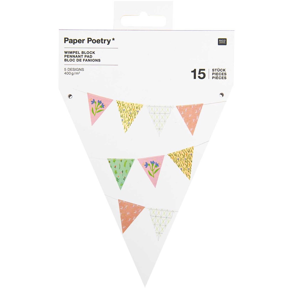 Rico Art Papírová girlanda FLOWERS 15 vlajek Rico Art