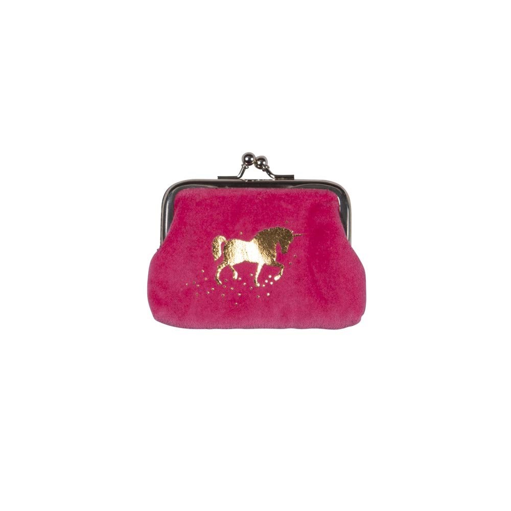 Artebene Sametová peněženka na drobné 11x8 cm Einhorn pink Artebene