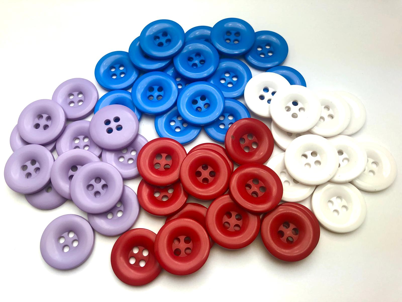 Knoflík čtyřdírkový plastový 25 mm Barva: žlutý