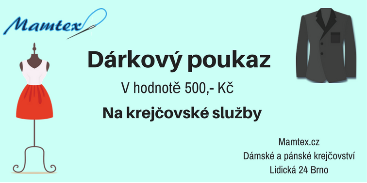 Poukaz na krejčovské služby v hodnotě 500