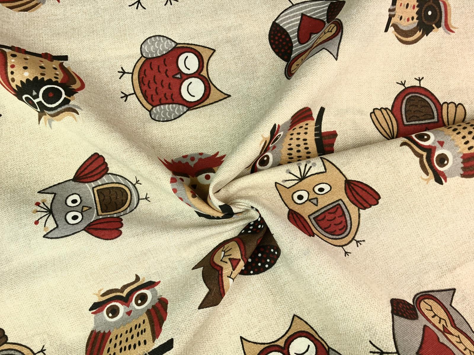 Bavlna režná barevné sovy