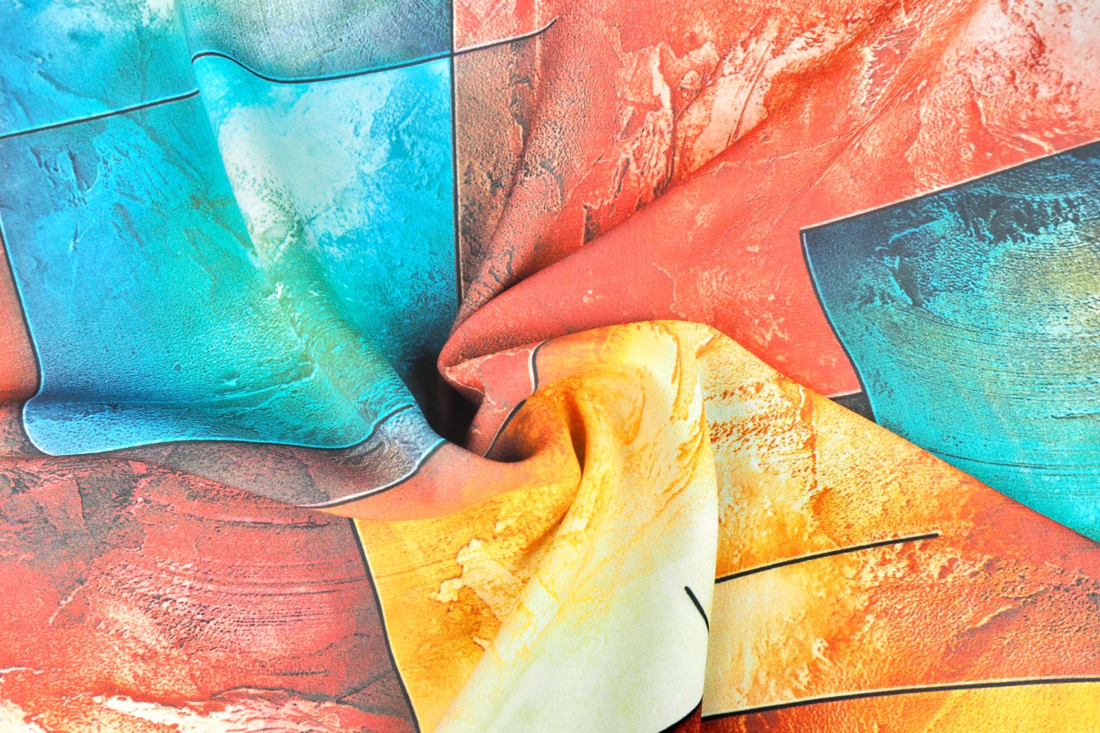 Umělé hedvábí / Silky červená geometrie