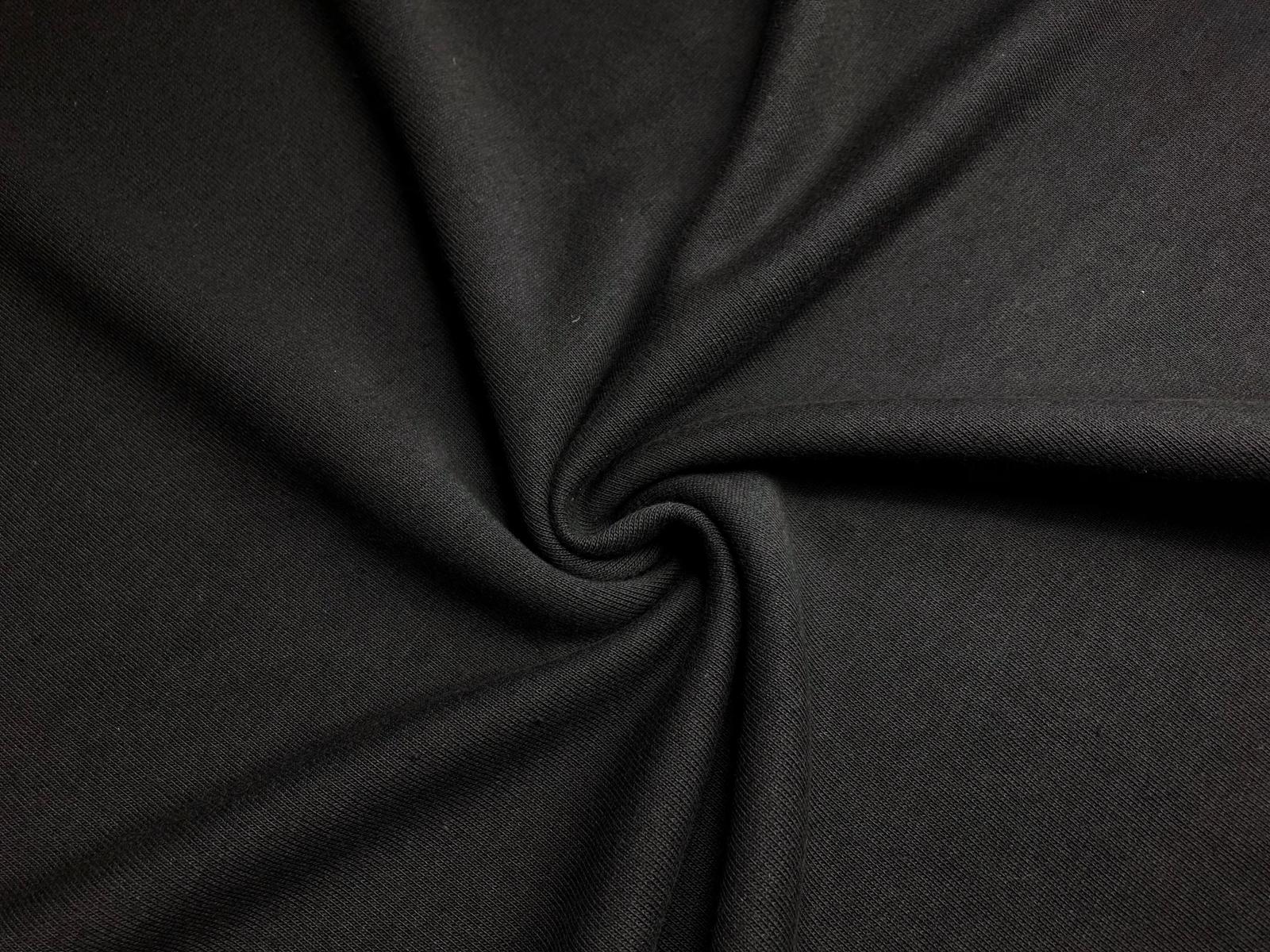 Bambusová teplákovina černá počesaná - 75 % bambusová viskóza / 25 % bio bavlna