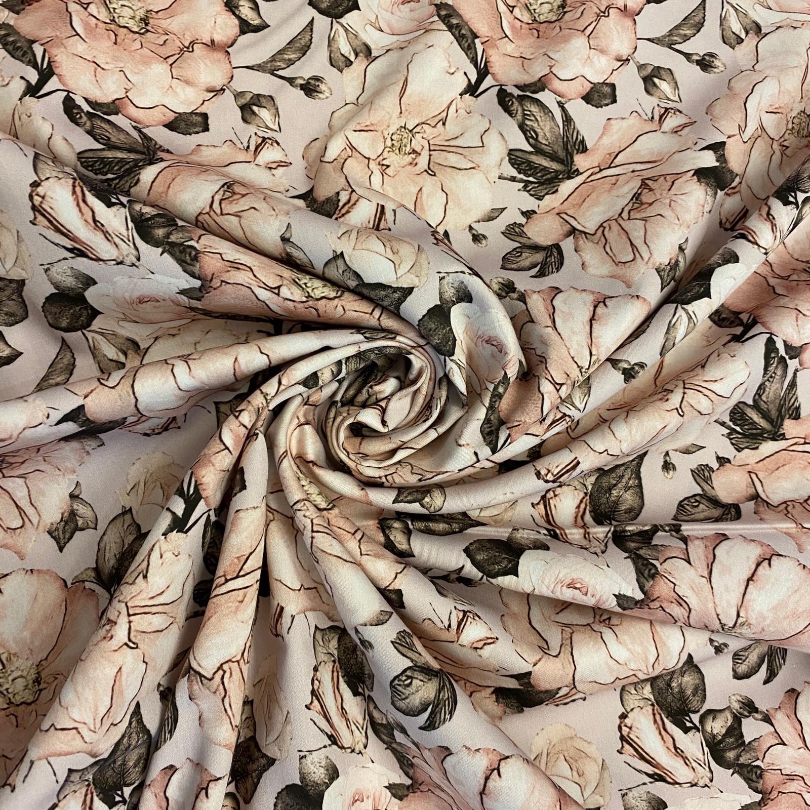 Bavlněný satén růže na starorůžové digi tisk