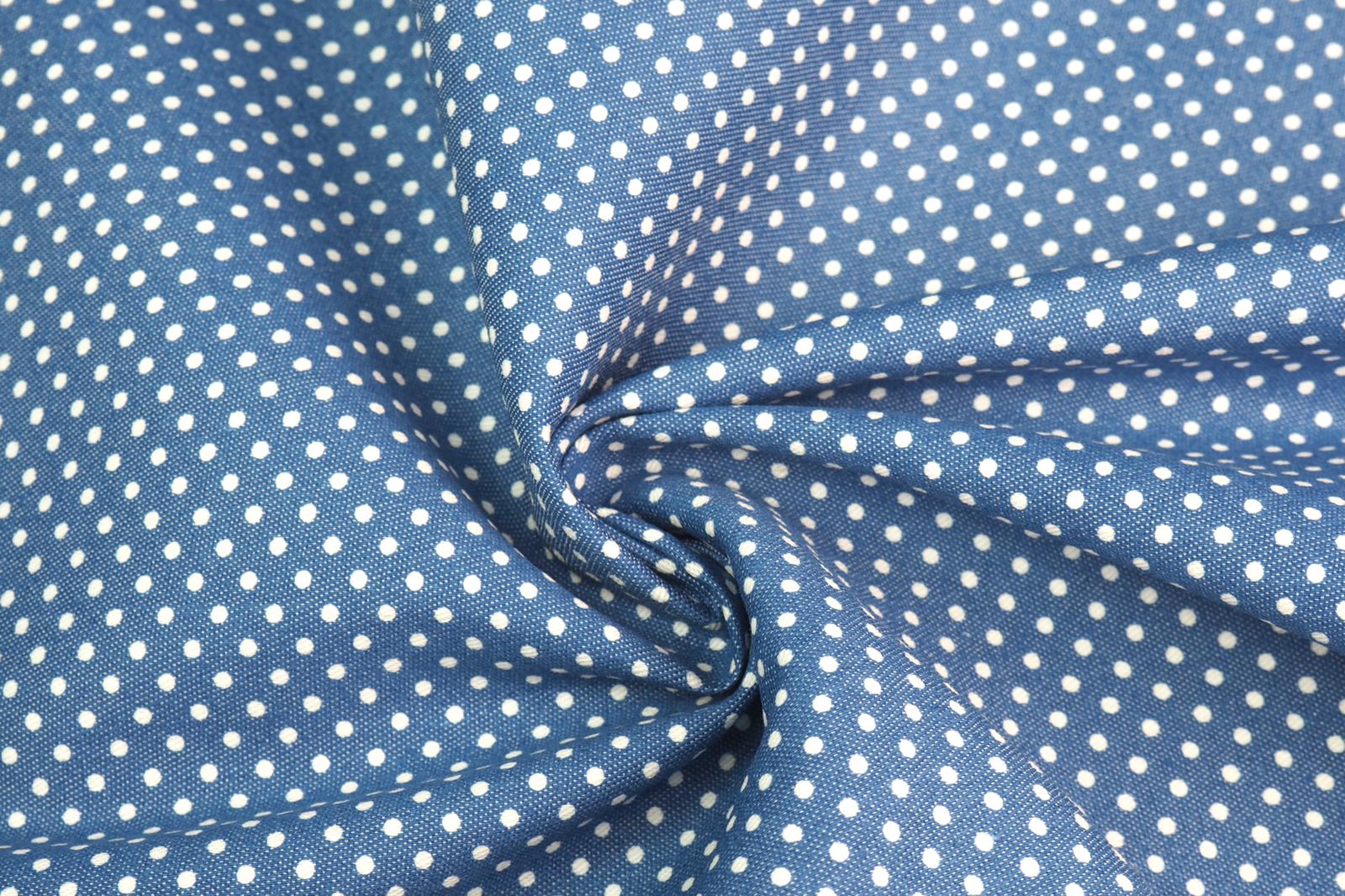 Riflovina puntíček bílý na světle modré jeans