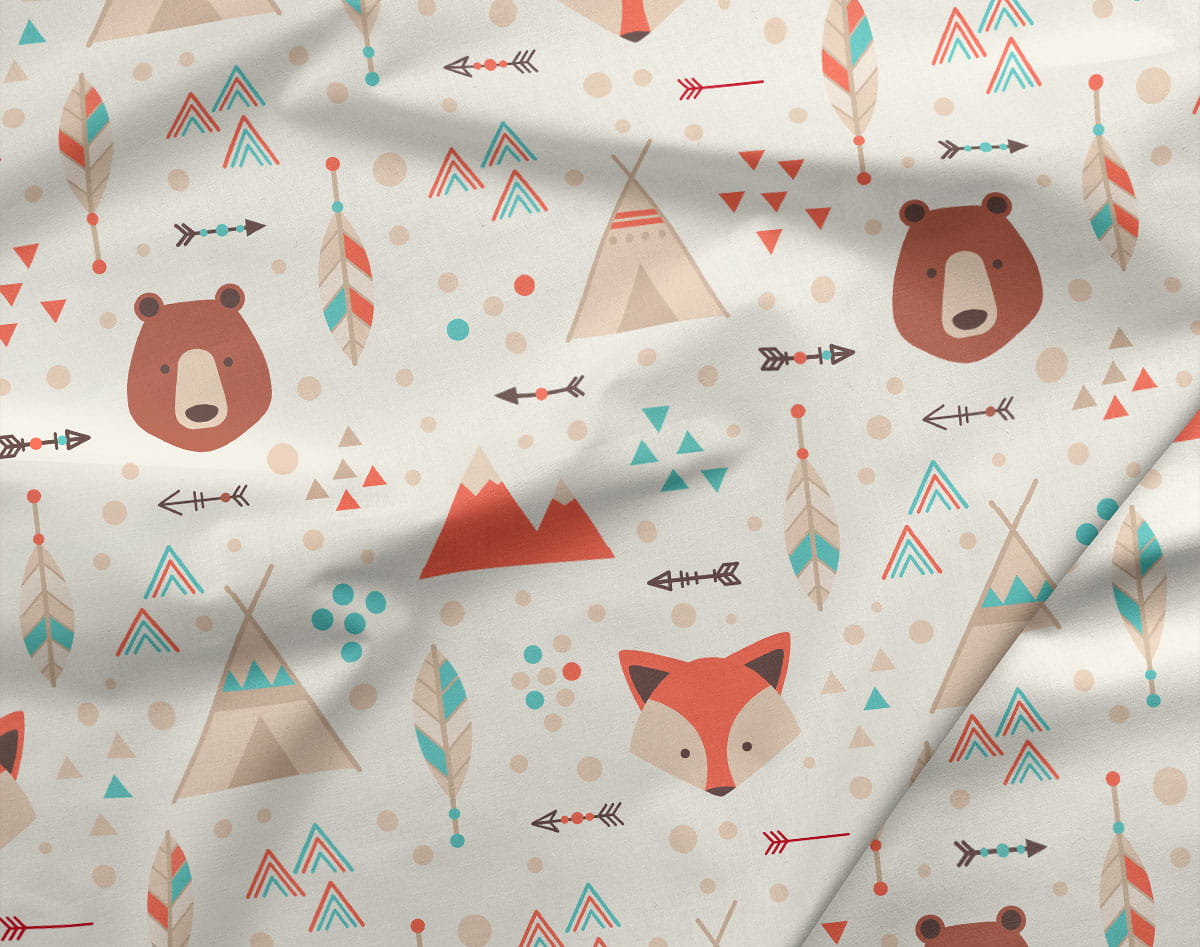 Bavlněný satén zvířátka a teepee