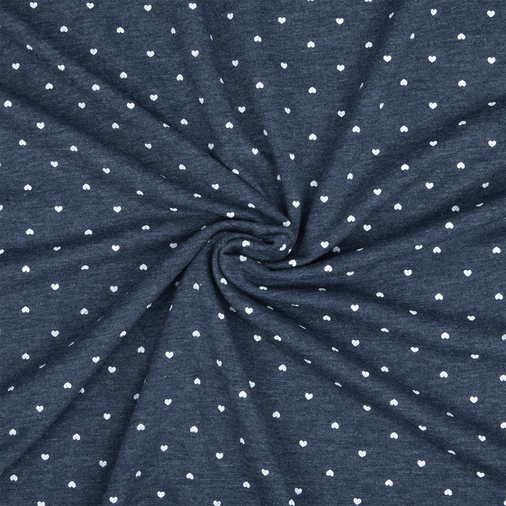 Bavlněný úplet srdíčka bílá na jeans