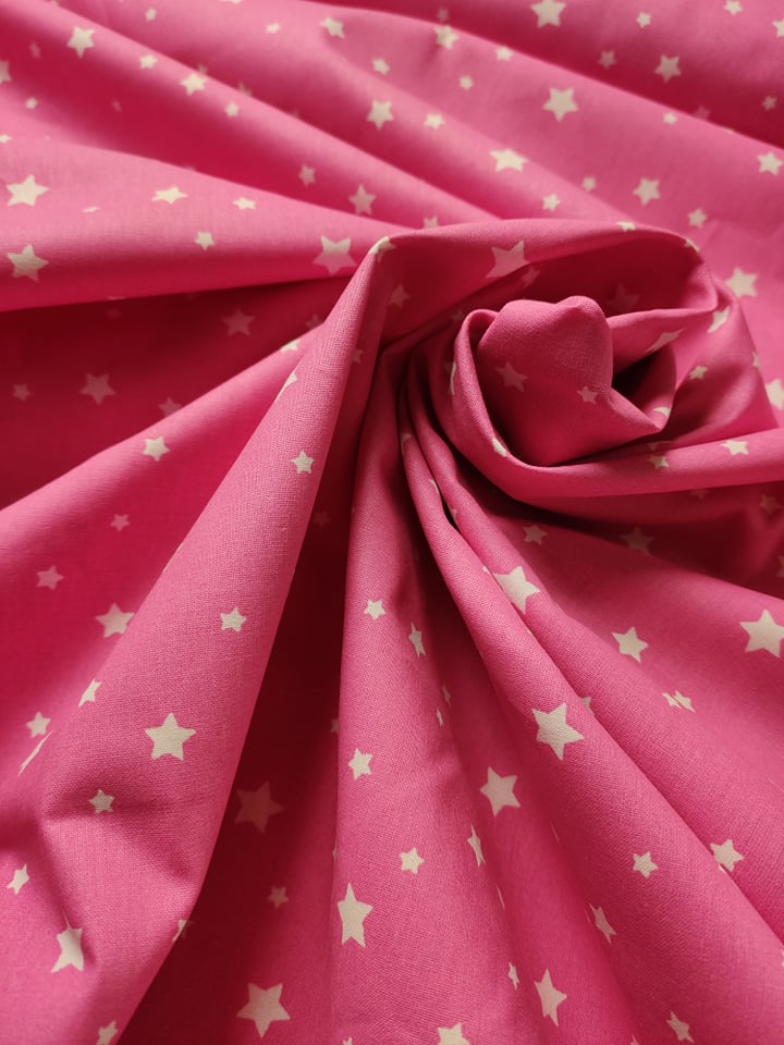 Bavlněné plátno prémium rozházené hvězdy na růžové