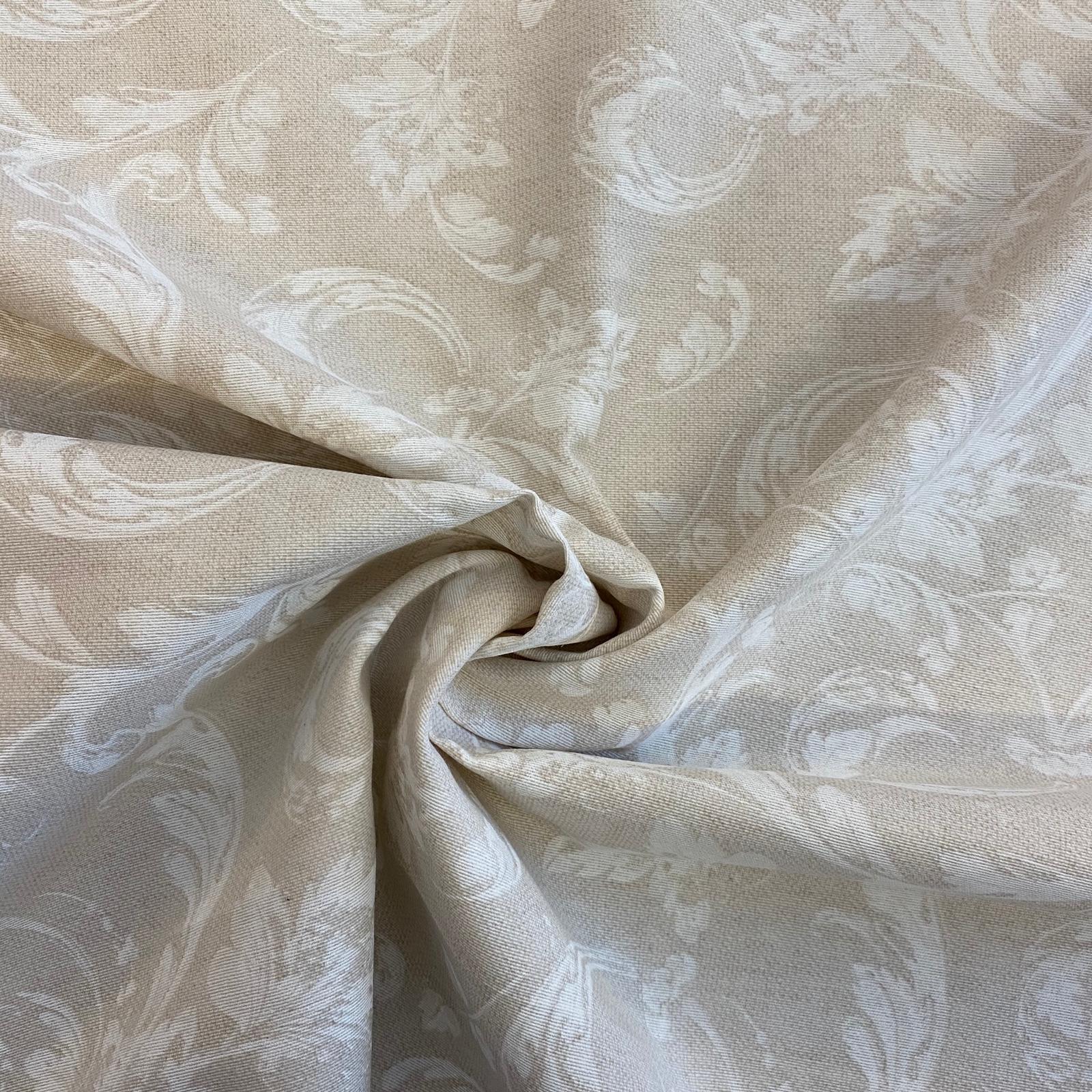 Bavlna režná květy smetanové na béžové