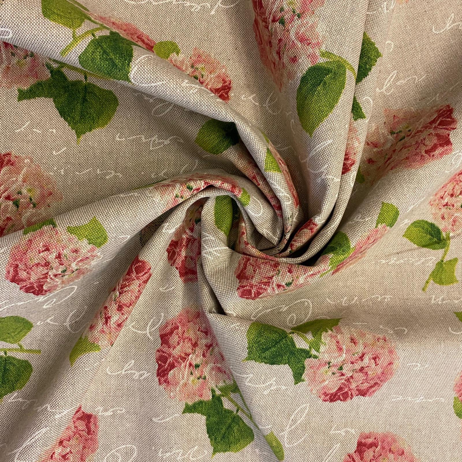 Bavlna režná růžové hortensie