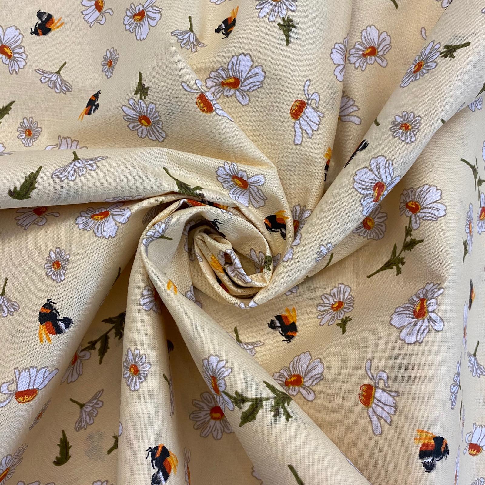 Bavlněné plátno květiny a čmeláci