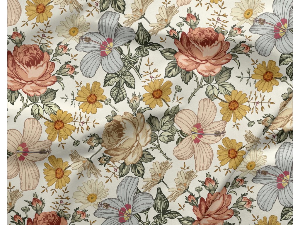 Teplákovina barevné květy