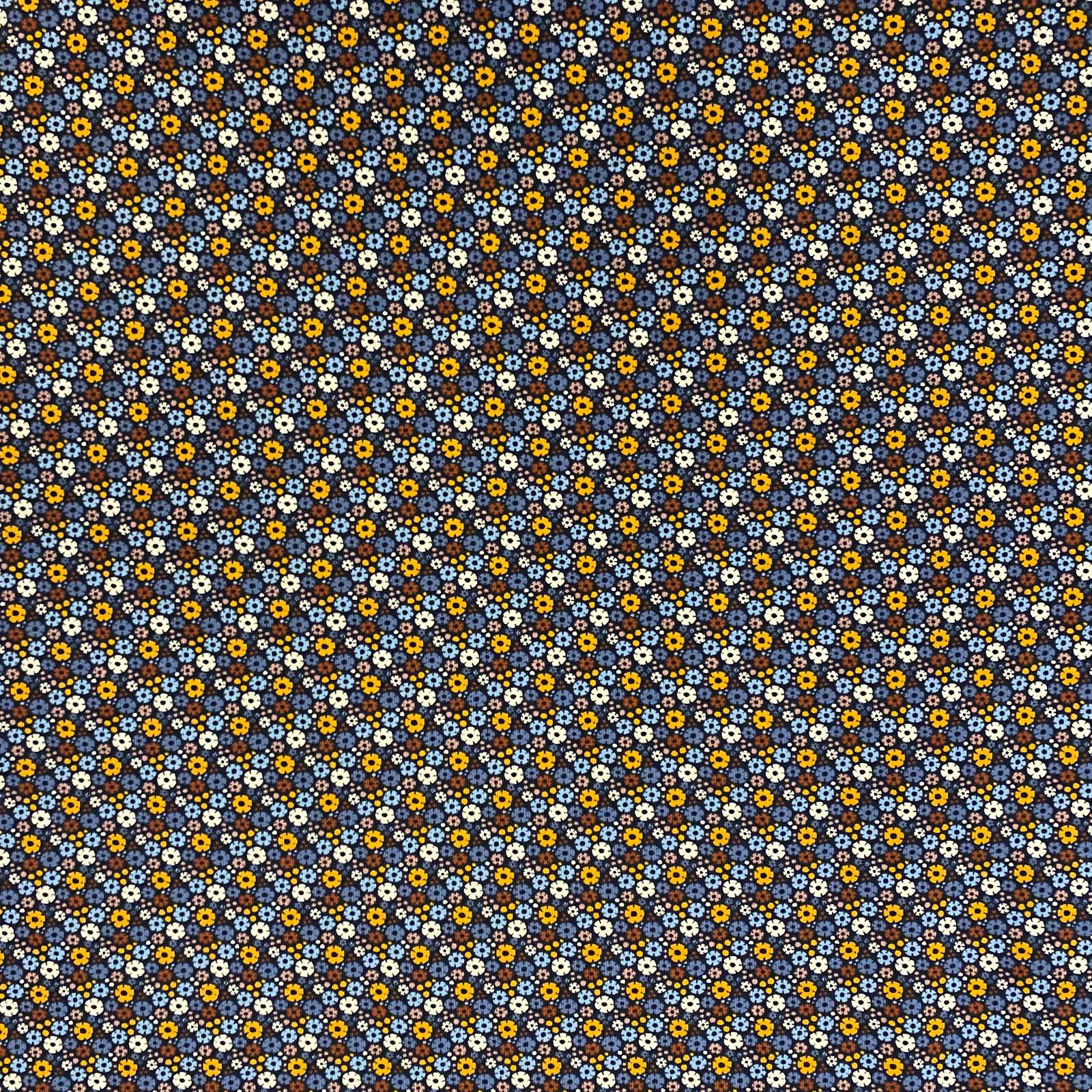 Jednolíc bavlněný barevné kytičky na tmavě modré