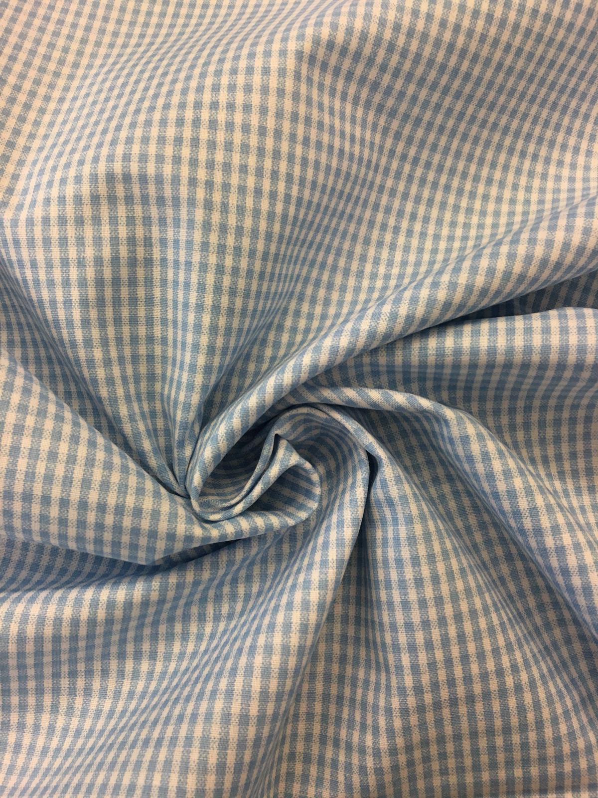 Bavlněné plátno bledě modré kostičky