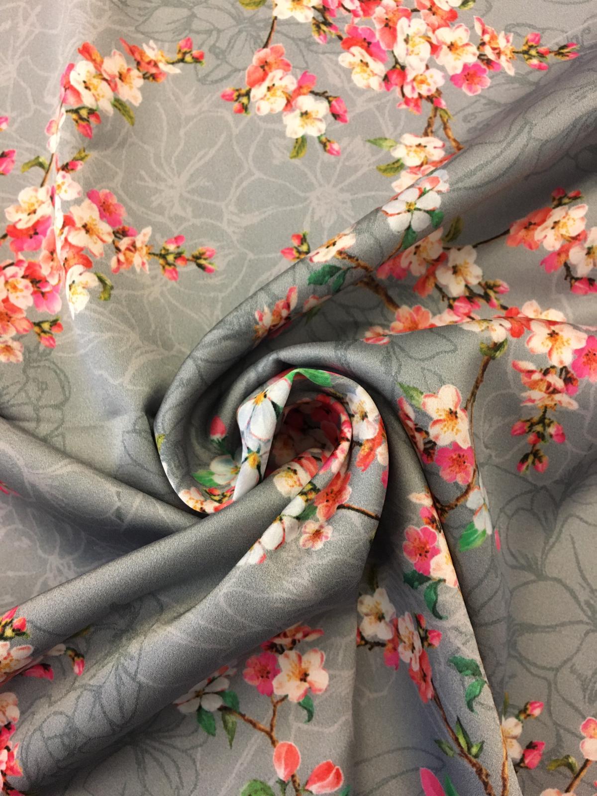 Umělé hedvábí / Silky Armani třešňové halúzky na šedé