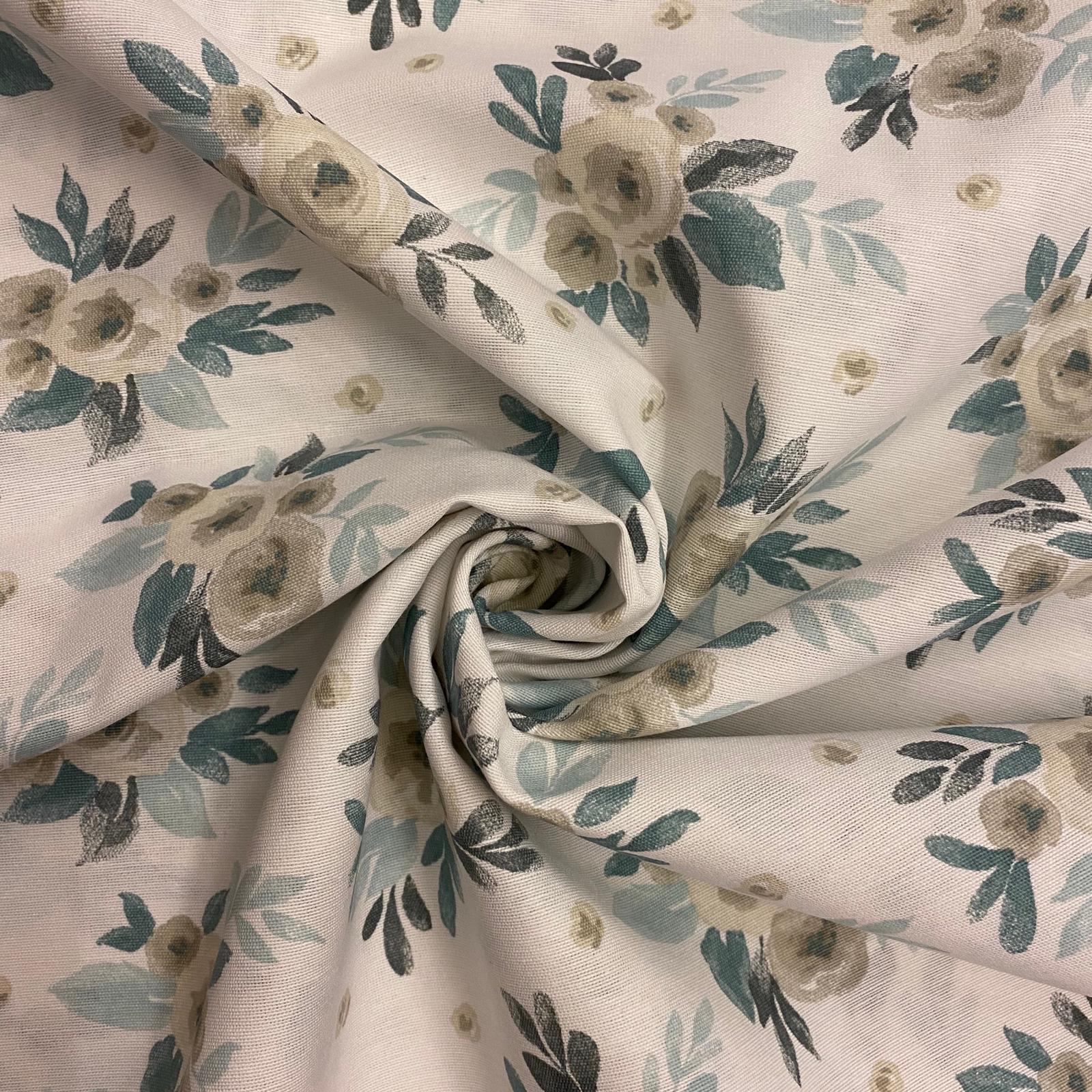 Bavlna režná šedá kvítka na bílé