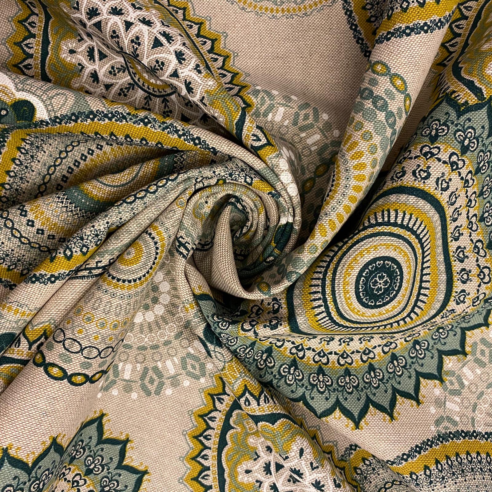 Bavlna režná zelené mandaly