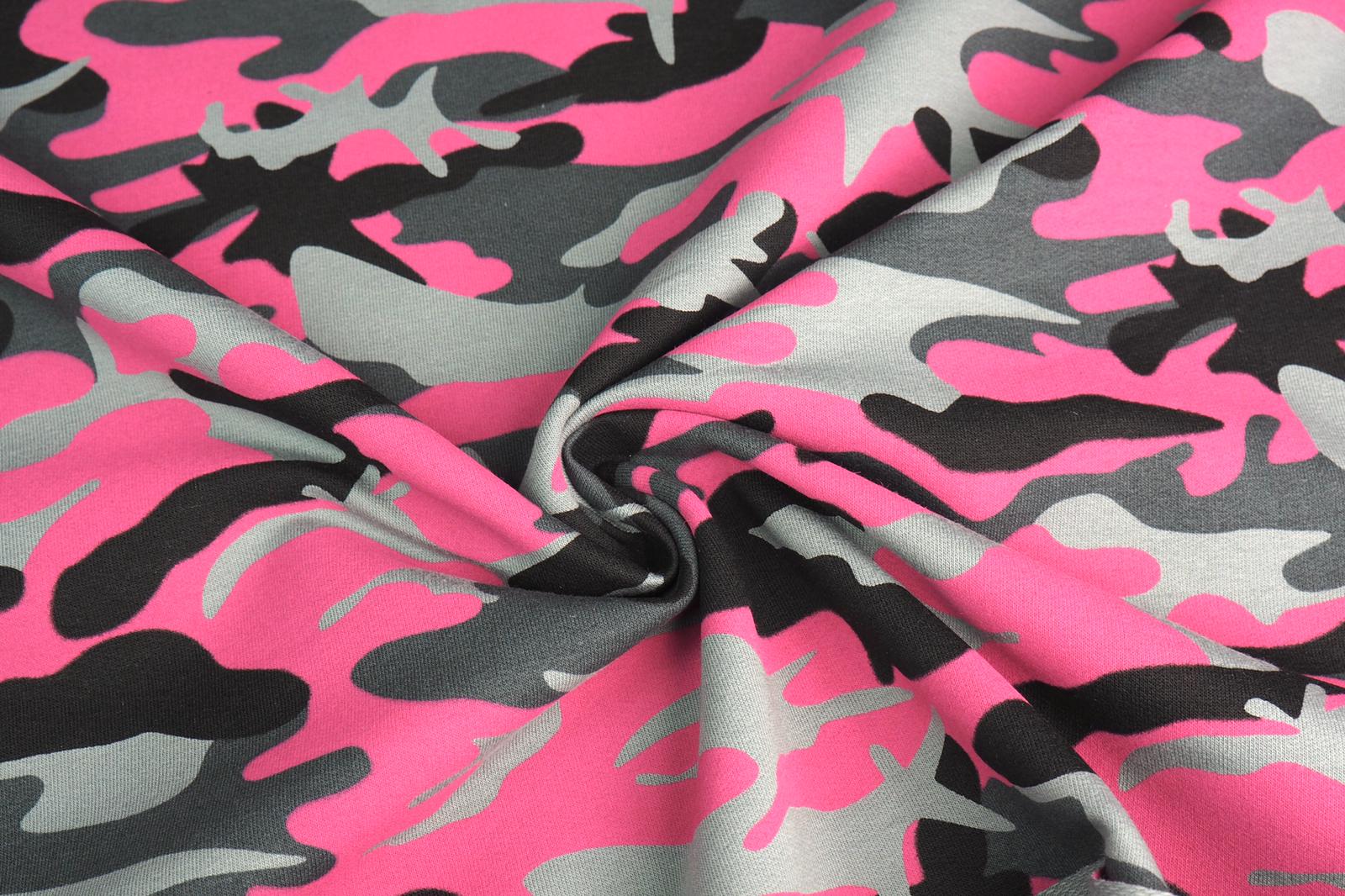 Bavlněný úplet jednolíc maskáč fialový