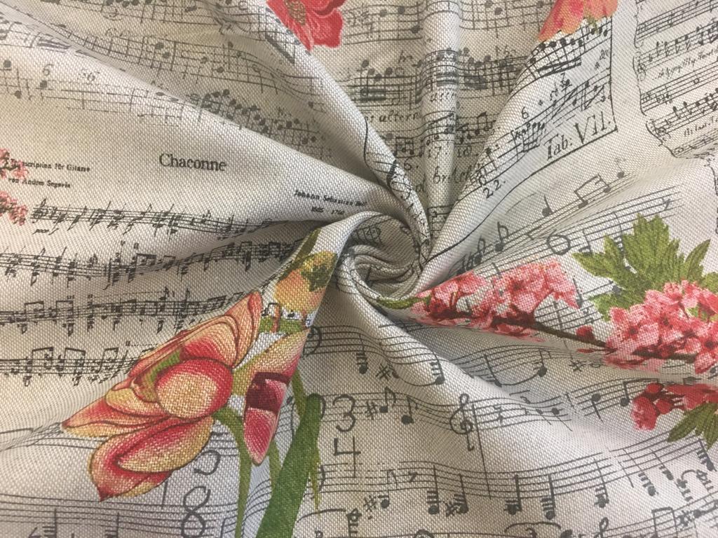 Bavlna režná hudba a květiny