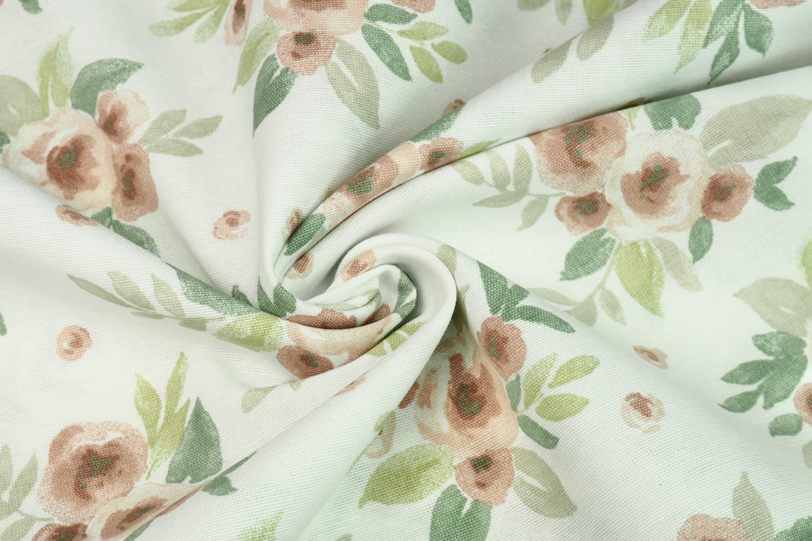 Bavlna režná malované růže na přírodní