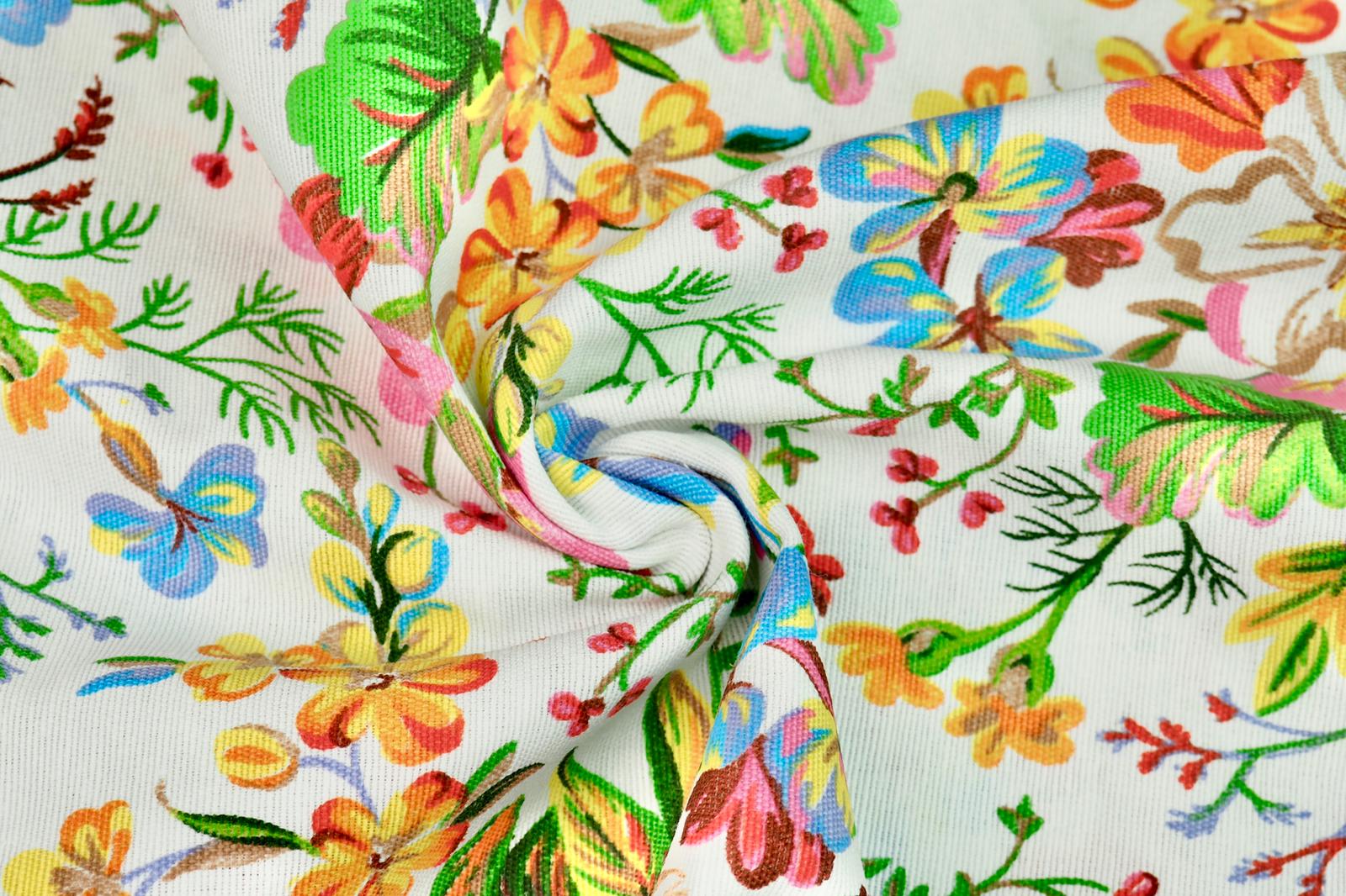 Bavlna režná barevné kvítí