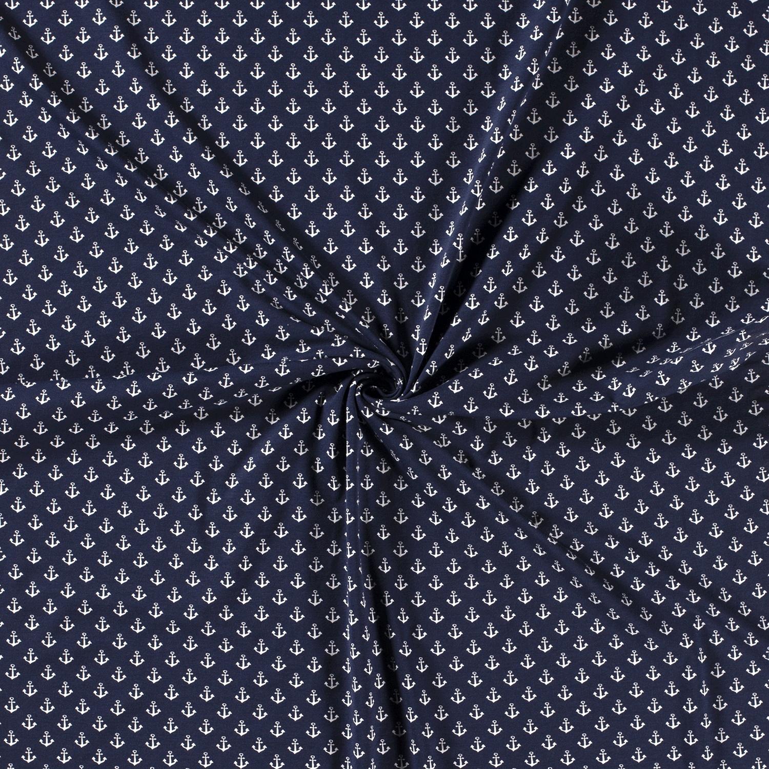 Úplet bavlněný jednolíc kotvičky na tmavě modré