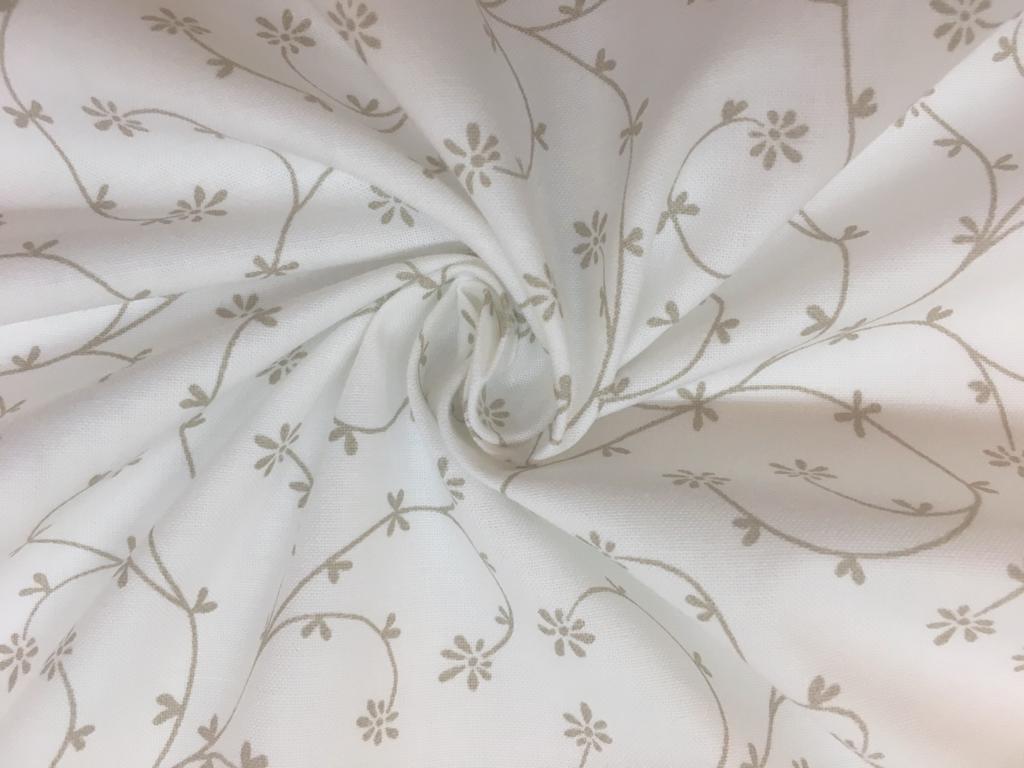 Bavlněné plátno popínavé béžové lístky