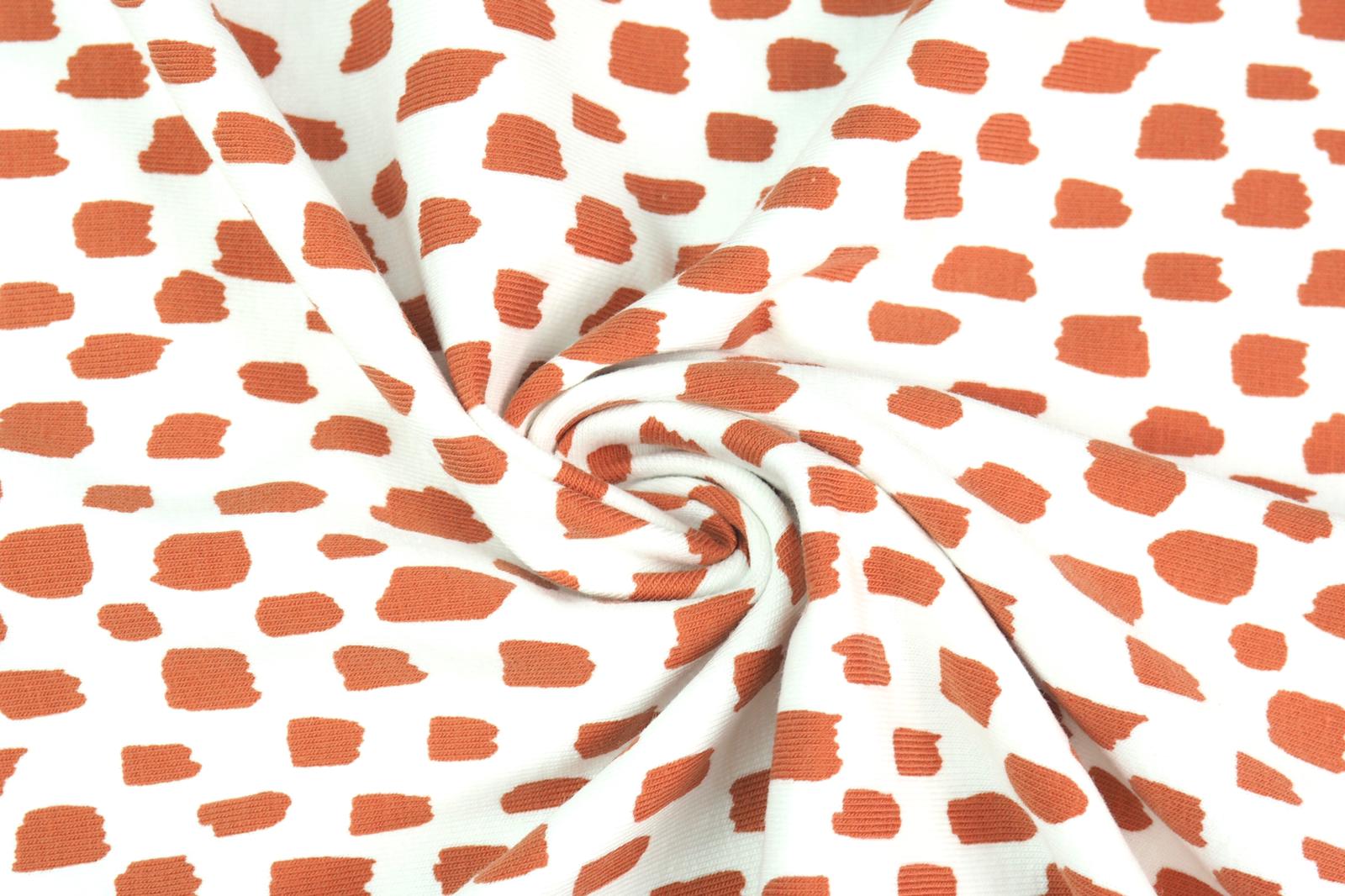 Bavlněný úplet cihlové flíčky na ecru