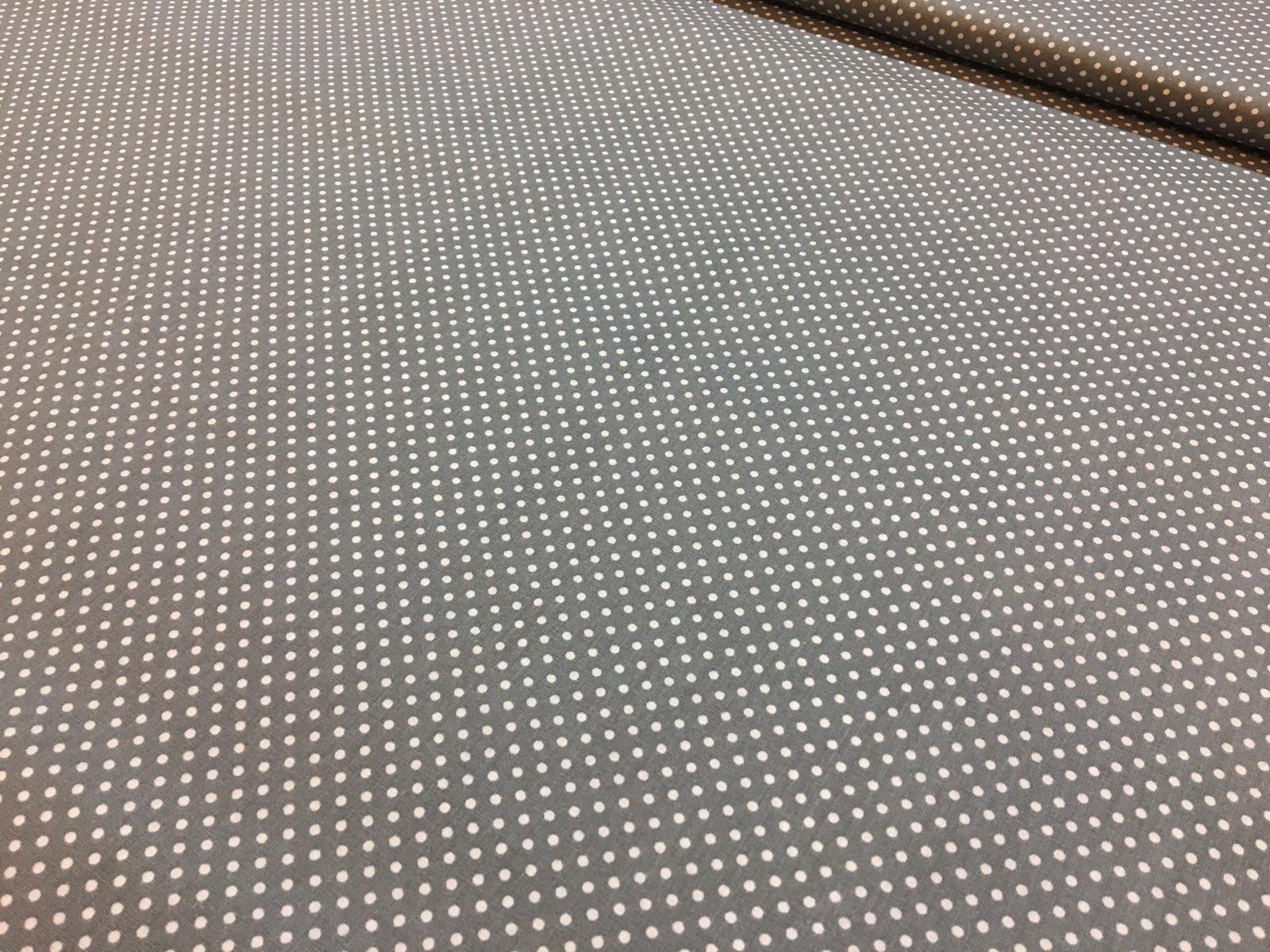 Bavlněné plátno puntík bílý na tmavší šedé