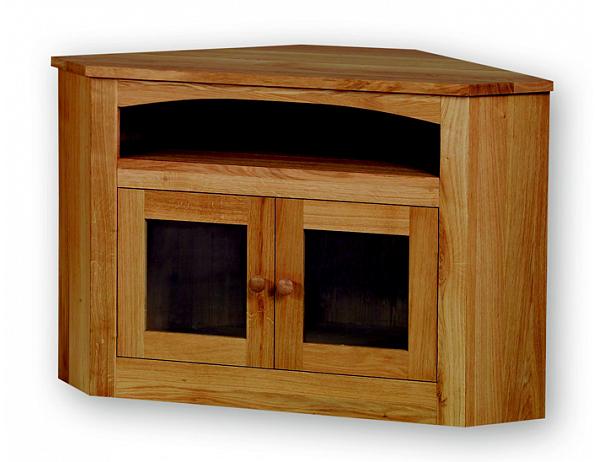 Rohový TV stolek - prosklená dvířka Unis-N