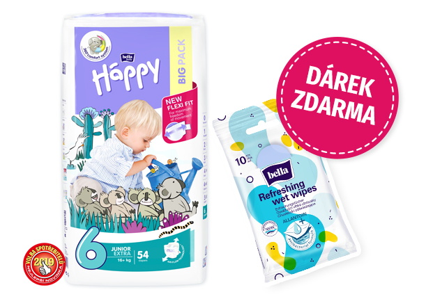 Bella Happy 6 Junior Extra 16+ kg 54 ks + ubrousky zdarma Darjeeling.cz
