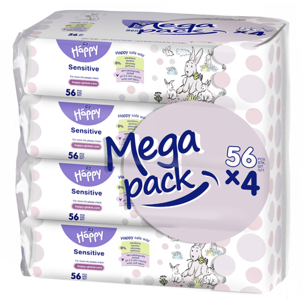 Bella Happy Vlhčené ubrousky Sensitive 4x56ks Darjeeling.cz
