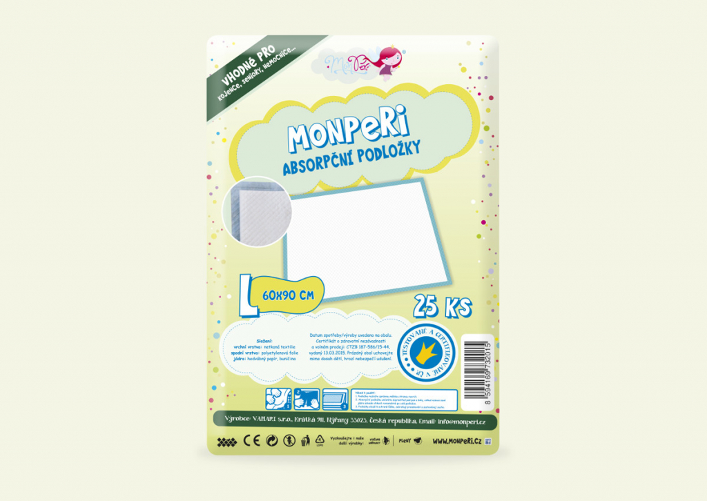 MonPeri Absorpční podložky SuperDry L 60x90 cm 25 ks Darjeeling.cz