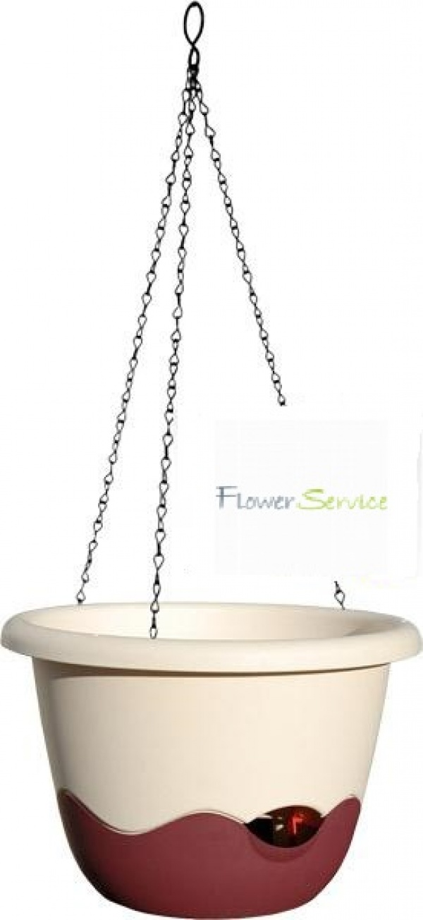 Plastia Závěsný květináč Mareta 25 - sv.slonová kost+vínová Plastia