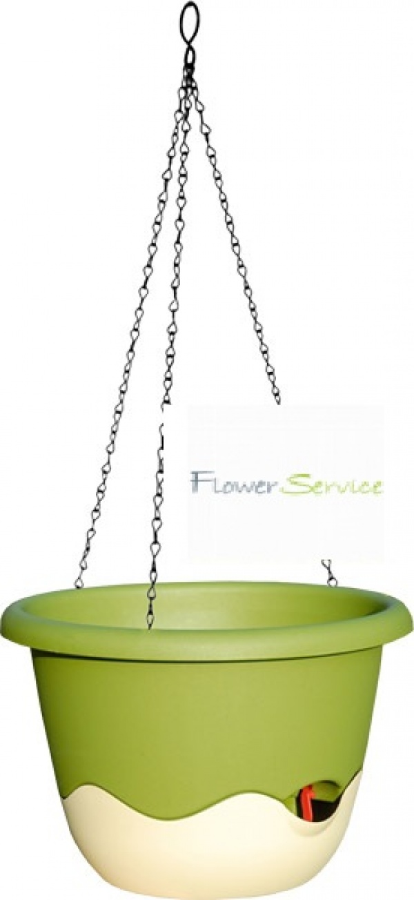 Plastia Závěsný květináč Mareta 30 - tm.slonová kost+sv.zelená Plastia