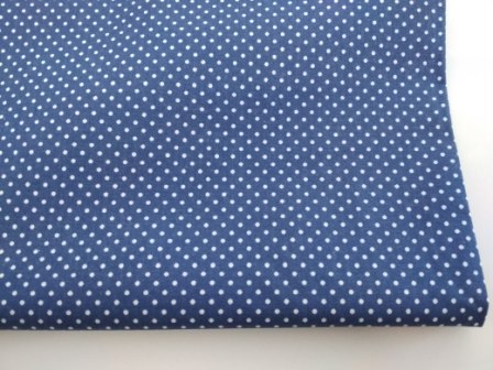 Bavlněné plátno puntík bílý na modré