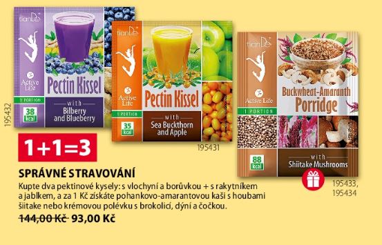 Active Life AKCE Peptinový kysel s rakytníkem a jablkem + Peptinový kysel s vlochyní a borůvkou + DÁREK Pohankovo-amarantová kaše nebo Krémová polévk… TianDe-shop-eu