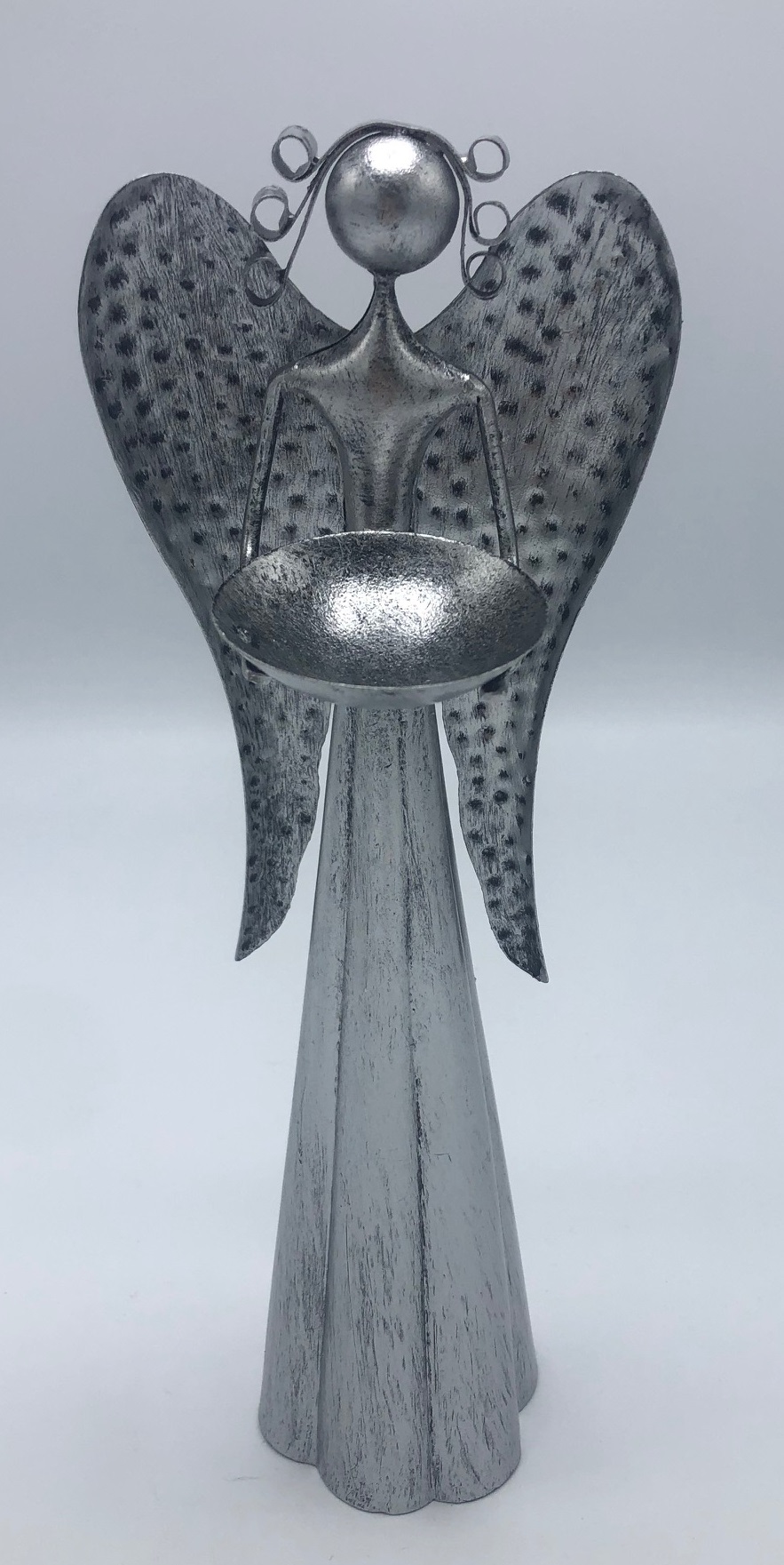 Plechový anděl s kalíškem na svíčku - 40 cm