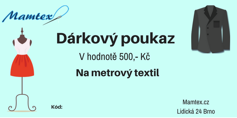 Poukaz na metrový textil v hodnotě 500 Kč