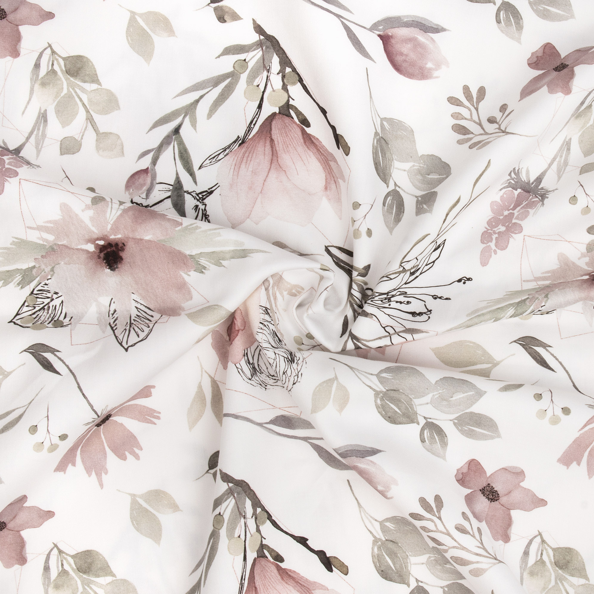 Teplákovina květinový vzor na ecru