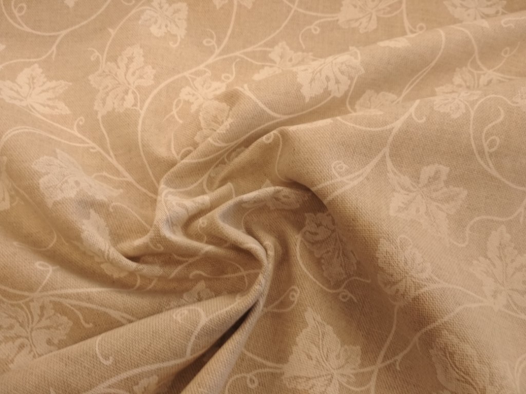 Bavlna režná vinné listy bílé