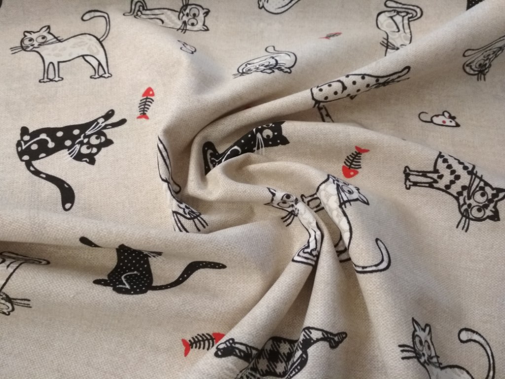 Režná bavlna černé kočky