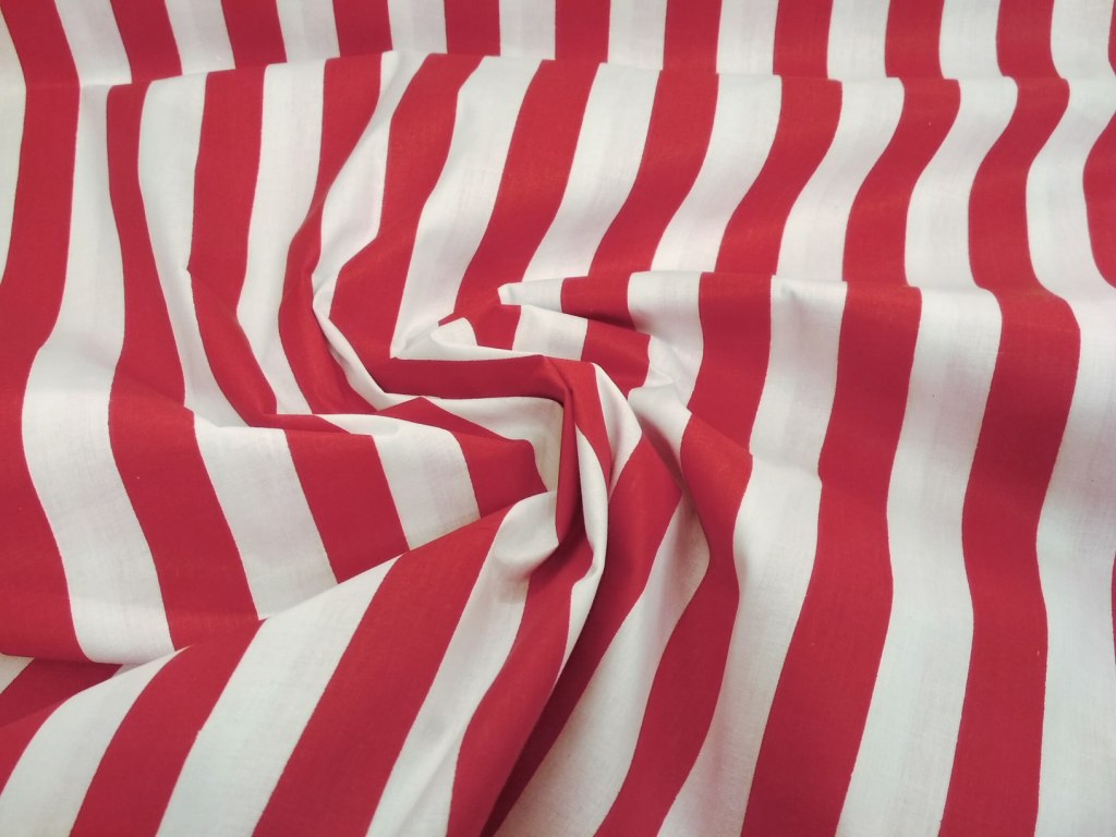 Bavlněné plátno červenobílé pruhy