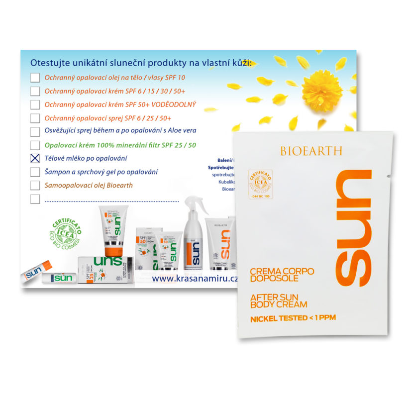 Kartička + vzorek Tělové mléko po opalování KrasnaNaMiru-cz