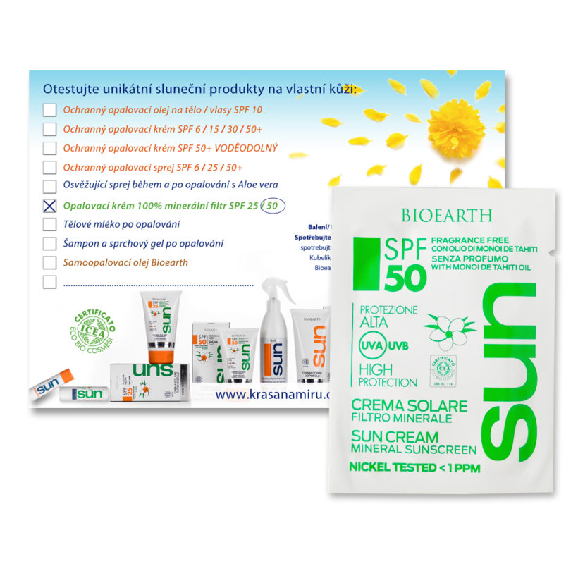 Kartička + Krém 100% minerální filtr spf 50 KrasnaNaMiru-cz