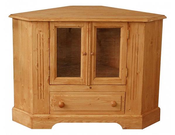 Rohová TV skříňka - prosklená dvířka Unis-N